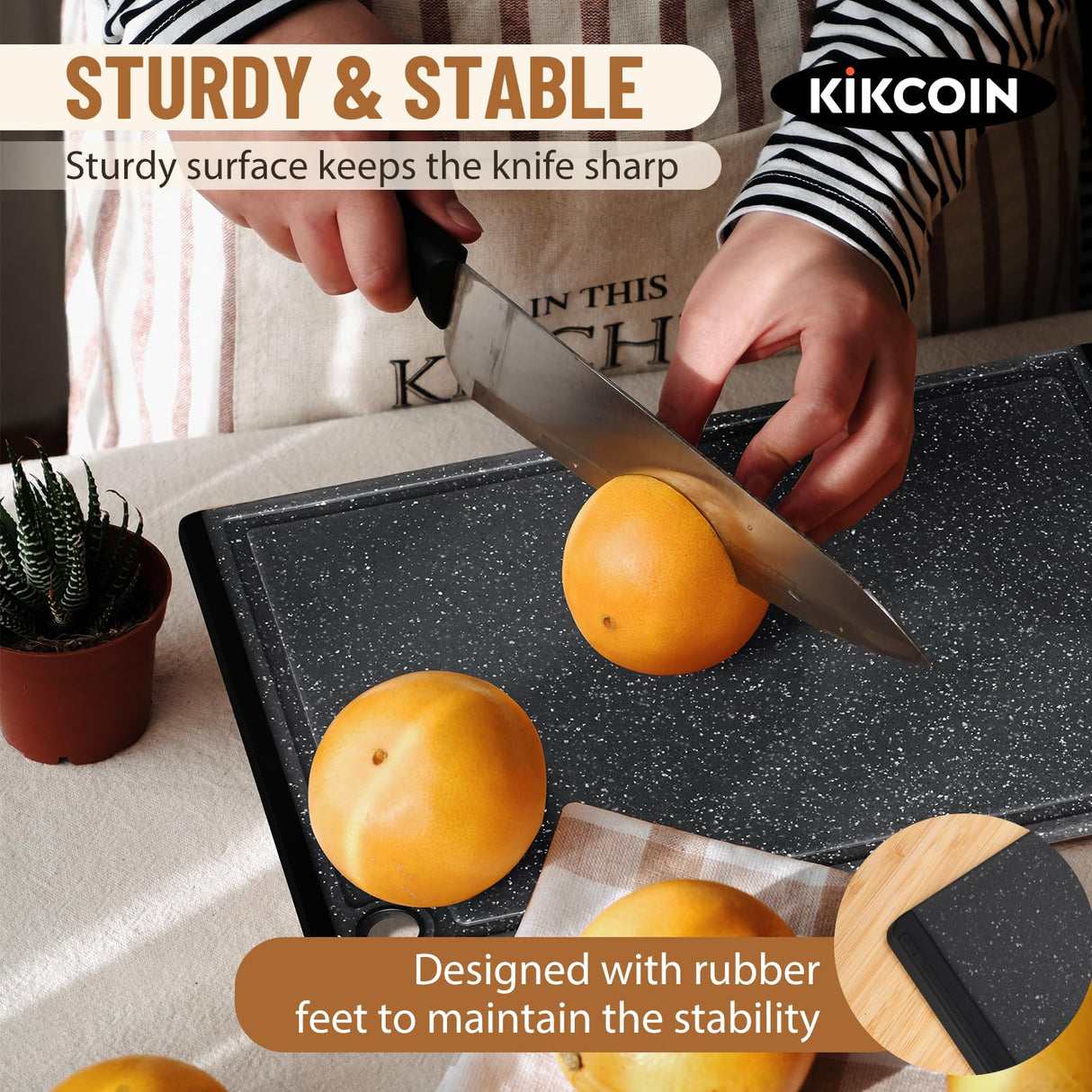 Plastic Cutting Boards for Kitchen, 3-Piece Large Cutting Board Set Dishwasher Safe Chopping Boards with Non-slip Feet and Juice Grooves, Kikcoin Kikcoin