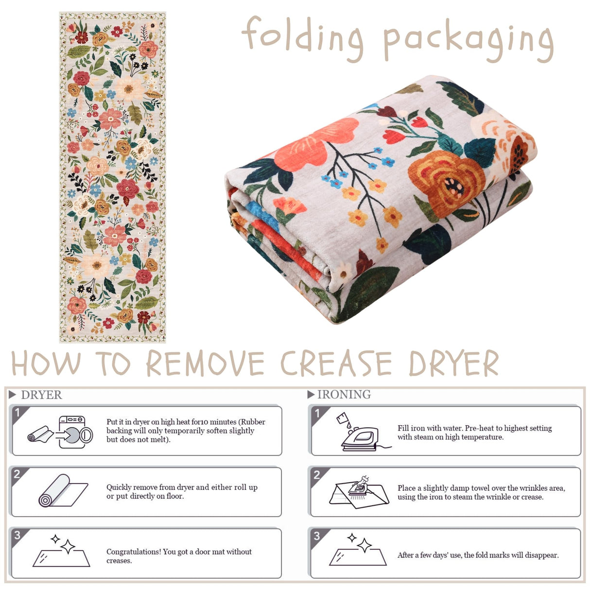 Rugcomf Runner Rug for Hallways Kitchen Runner Rug Non Slip 2'x 6' Washable Runner Rugs with Rubber Backing Soft Floral Carpet Runner for Hallways, Kitchen, Laundry, Bedroom, Bathroom(Beige) Rugcomf