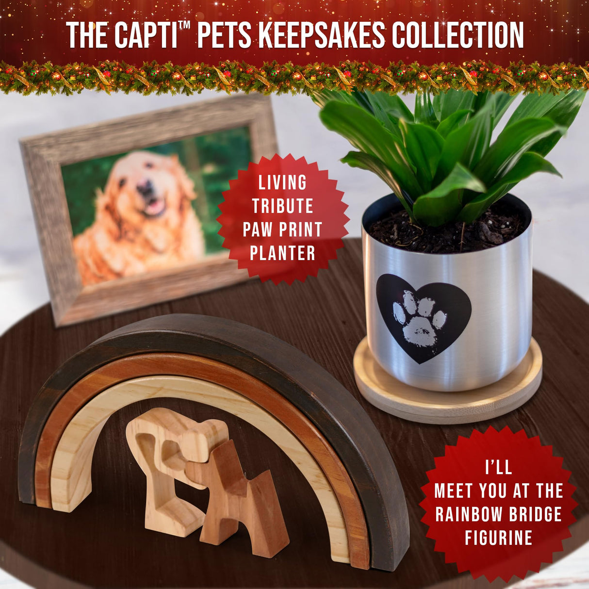 Capti Rainbow Bridge Dog Memorial Gifts, Cat Memorial Gifts - I'll Meet You at The Rainbow Bridge - Pet Loss Gifts, Bereavement, Sympathy Keepsake Dog Mom, Dog Dad for Loss of Pet (Dog and Mom) Capti