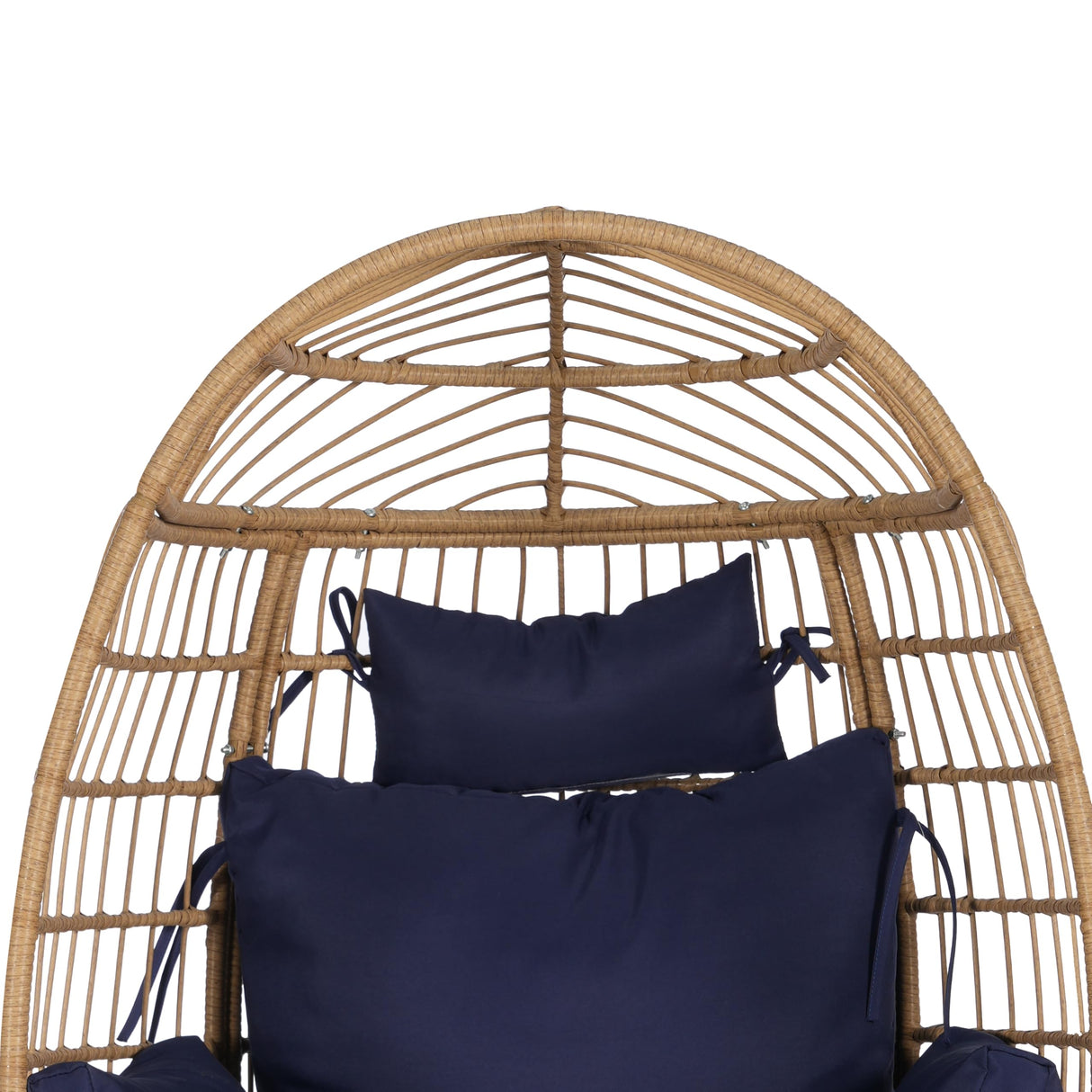 Homtique Egg Chair Outdoor, Indoor Rattan Wicker Chair with Cushion and Pillow for Patio, Backyard,Living Room(DarkBlue) Homtique