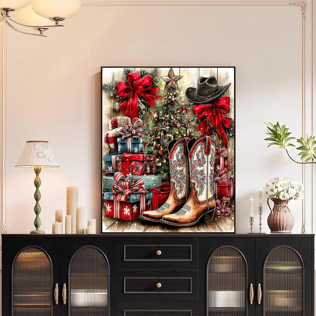 XTCIXAL Christmas Paint by Numbers Kit for Adults, Boots Paint by Number for Adults, Beginners Acrylic Canvas Painting Kits for Home Wall Decor 16x20 Inch XTCIXAL