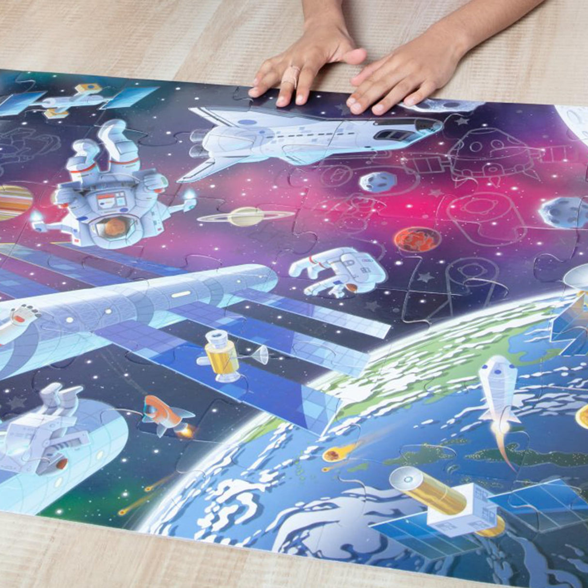 Melissa & Doug Outer Space Glow-in-the-Dark Cardboard Jigsaw Floor Puzzle – 48 Pieces, for Boys and Girls 3+ - FSC Certified Melissa & Doug