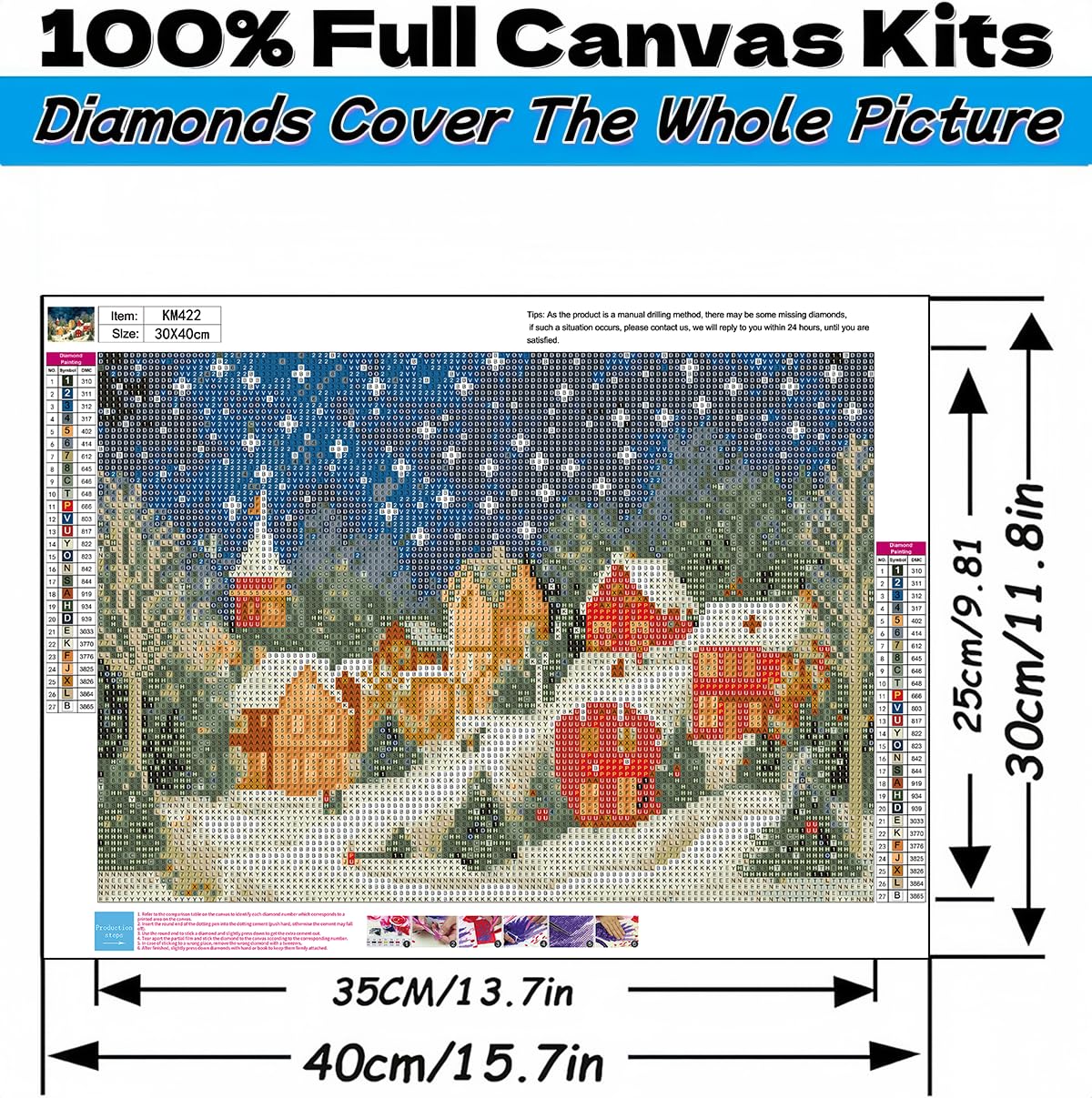 5D Diamond Art Kits for Adults Beginners,Winter Town DIY Full Round Drill Diamond Painting Kits, Paint by Diamonds Dots Gem Art Easy,Home Wall Decor 12X16 Inch Acelii