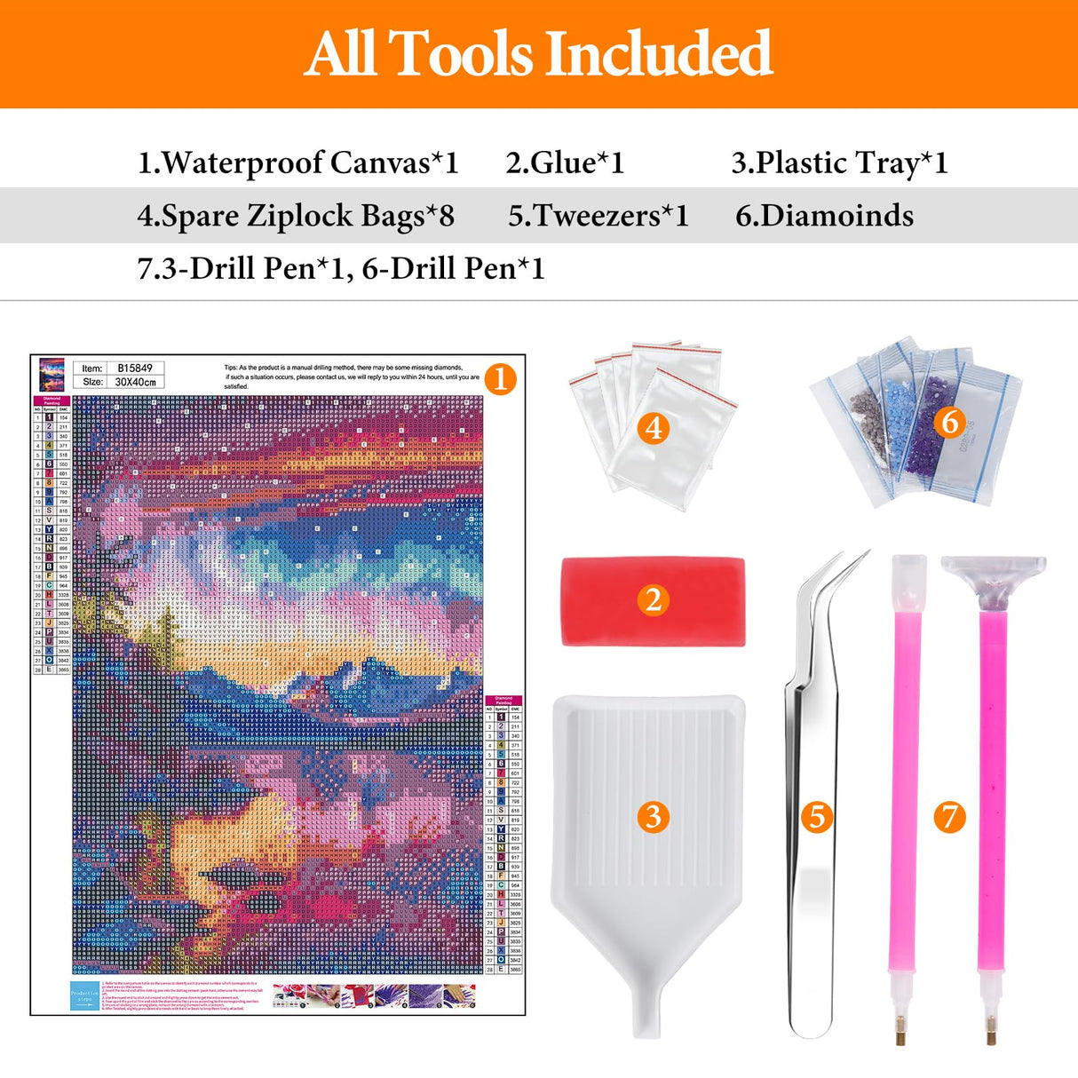 Offito Aurora Diamond Art Kits for Adults, 5D Starry Sky Lake Diamond Painting Kits for Beginners, Fantastic Landscapes DIY Full Drill Dots Gem Art Paint for Home Wall Decor 12 x 16 Inch Offito