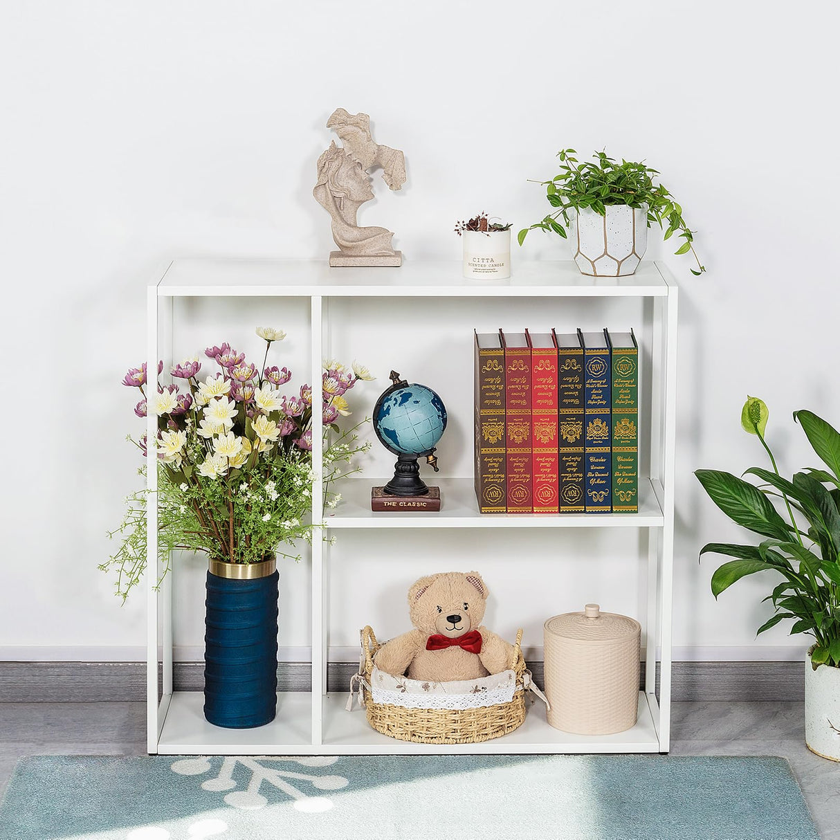 HDANI Console Table, Narrow Entryway Table, 3 Tier Metal Hallway Table, 9.8''Dx31.5''Wx29.7''H(White) HDANI