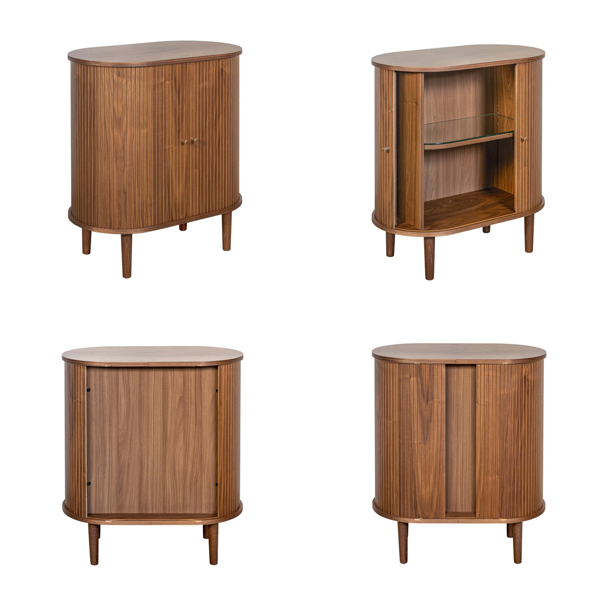 WERMO 28'' Bar Cabinet with Storage - Coffee and Wine Bar Buffet Cabinet with Sliding Doors and Adjustable Shelves. Sideboard Storage Cabinet, Dining Room Cabinet for Kitchen and Living Room (Walnut) WERMO