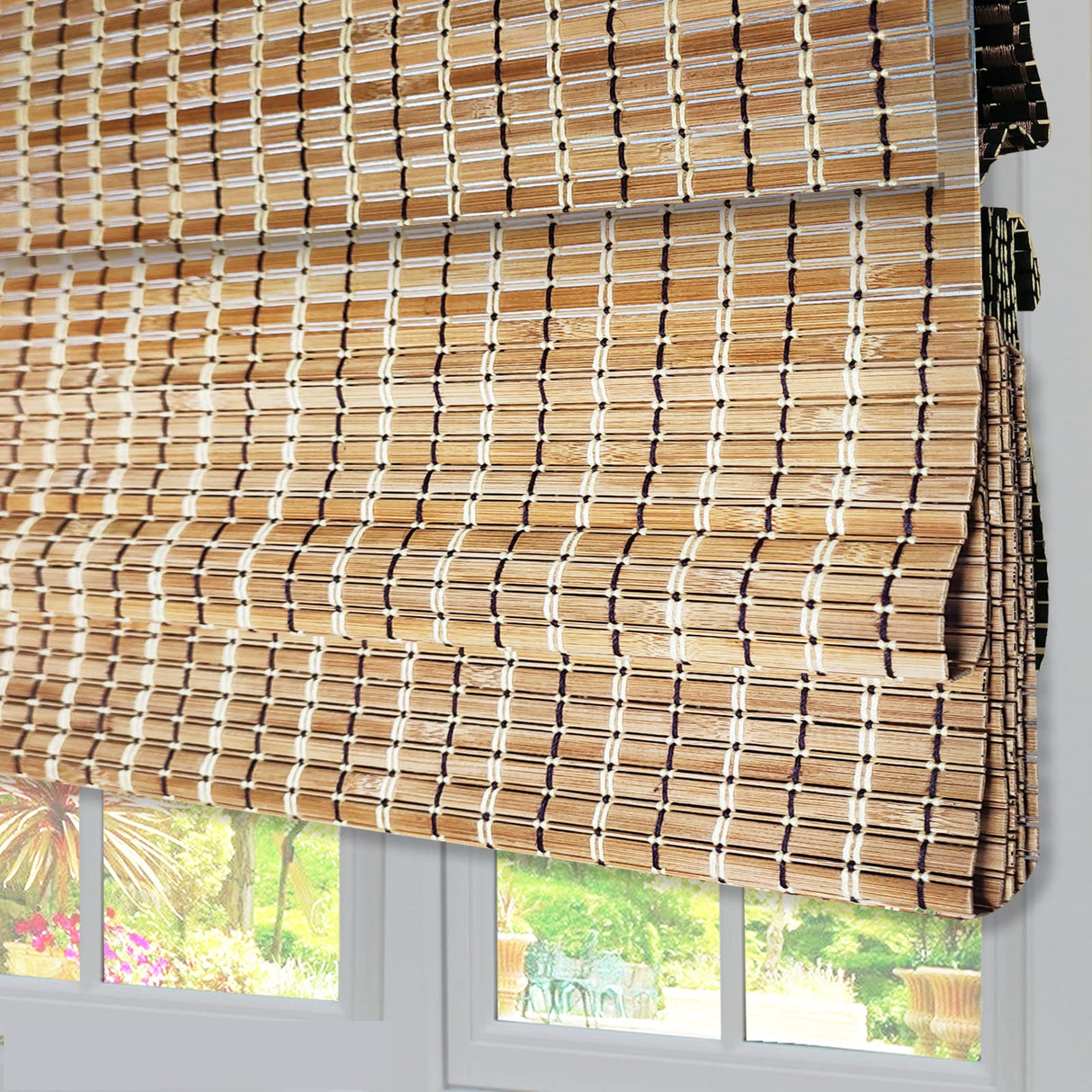 Woven Bamboo Roman Shades - Light Filtering Blinds in Colour 5 LANTIME