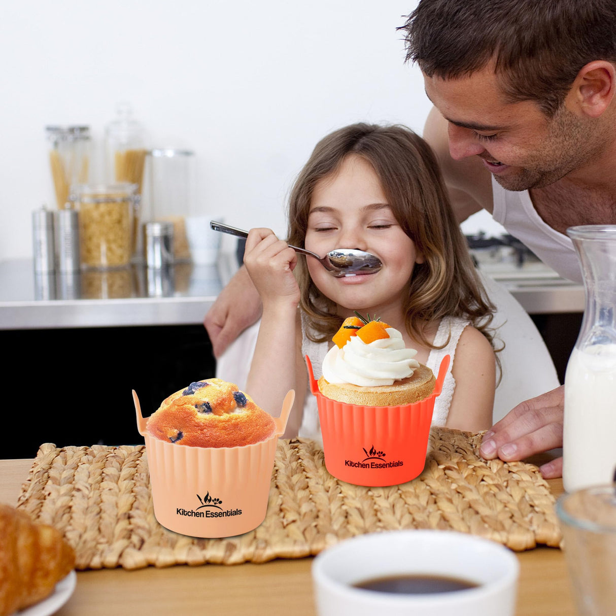 Air Fryer Baking Ramekins – Premium Food-Grade Silicone Mold Cups – Easy Release Nonstick Bakeware Set, 4-Pack for Eggs, Muffins, Cupcakes, Puddings, Tarts, Custards, and More! Kitchen Essentials