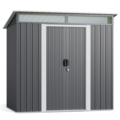 Gizoon 6'x4' Outdoor Storage Shed Metal Garden Shed with Sliding Lockable Doors, Versatile Tool Bike Shed with Transparent Panel Windows, Outdoor Storage Clearance for Backyard, Patio, Dark Gray