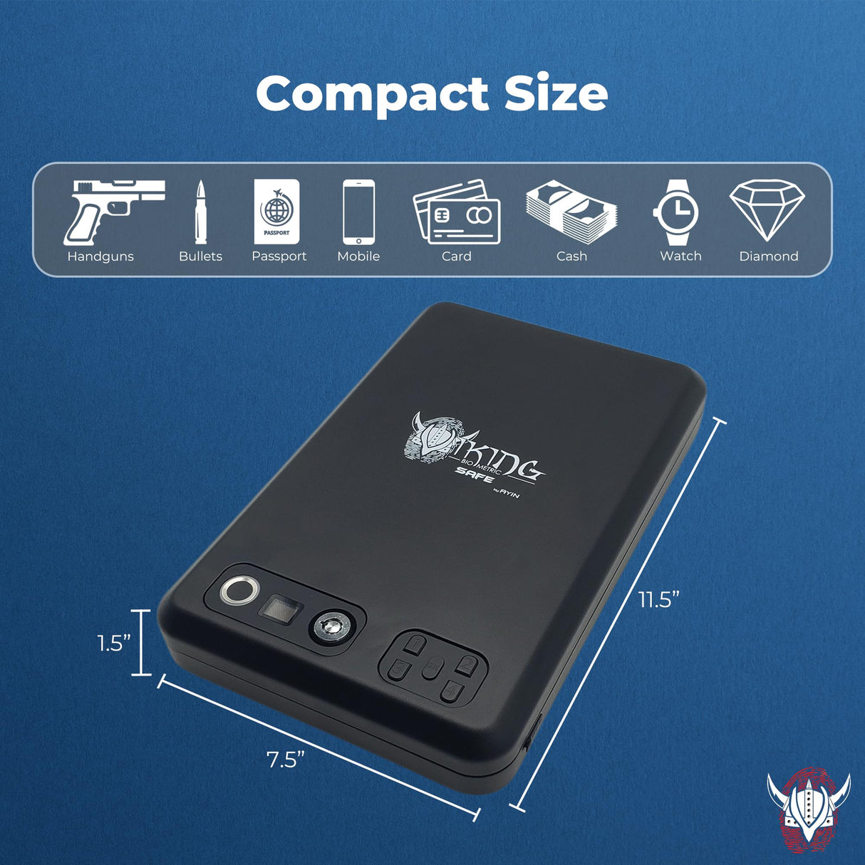 Viking Biometric Fingerprint Lock Biometric Fingerprint Gun Safe 360 Degree Fingerprint Detection LCD Feedback Screen Weather & Dust Resistant IP65, Portable Design AYIN