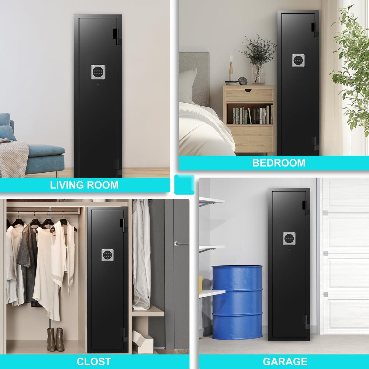 Marcree 2-3 Gun Safes for Rifles and Pistols, Gun Cabinets for Rifles and Shotguns, Gun Cabinet with Alarm System & Mute Mode, Shotgun Safe with 180° Quick Access Door and Removable Shelf Marcree