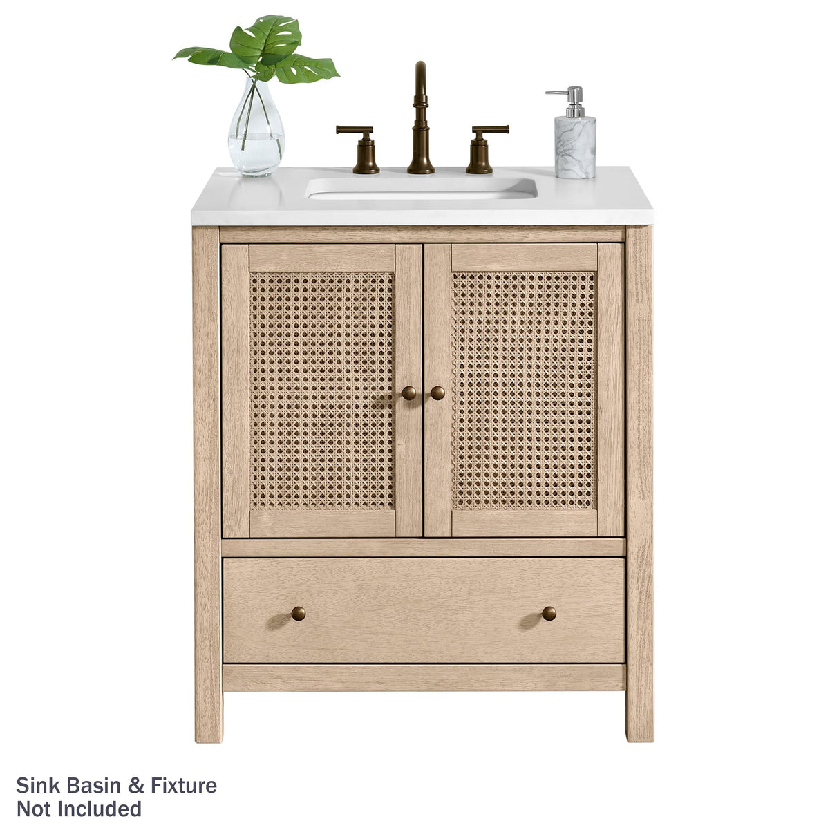 Alaterre Furniture Lucca 30 Inch Bathroom Vanity - Freestanding Cabinet Without Sink - Small Wood Bathroom Vanity with Large Drawer and Soft-Close Doors - Under Sink Cabinet Only (Natural) Alaterre Furniture