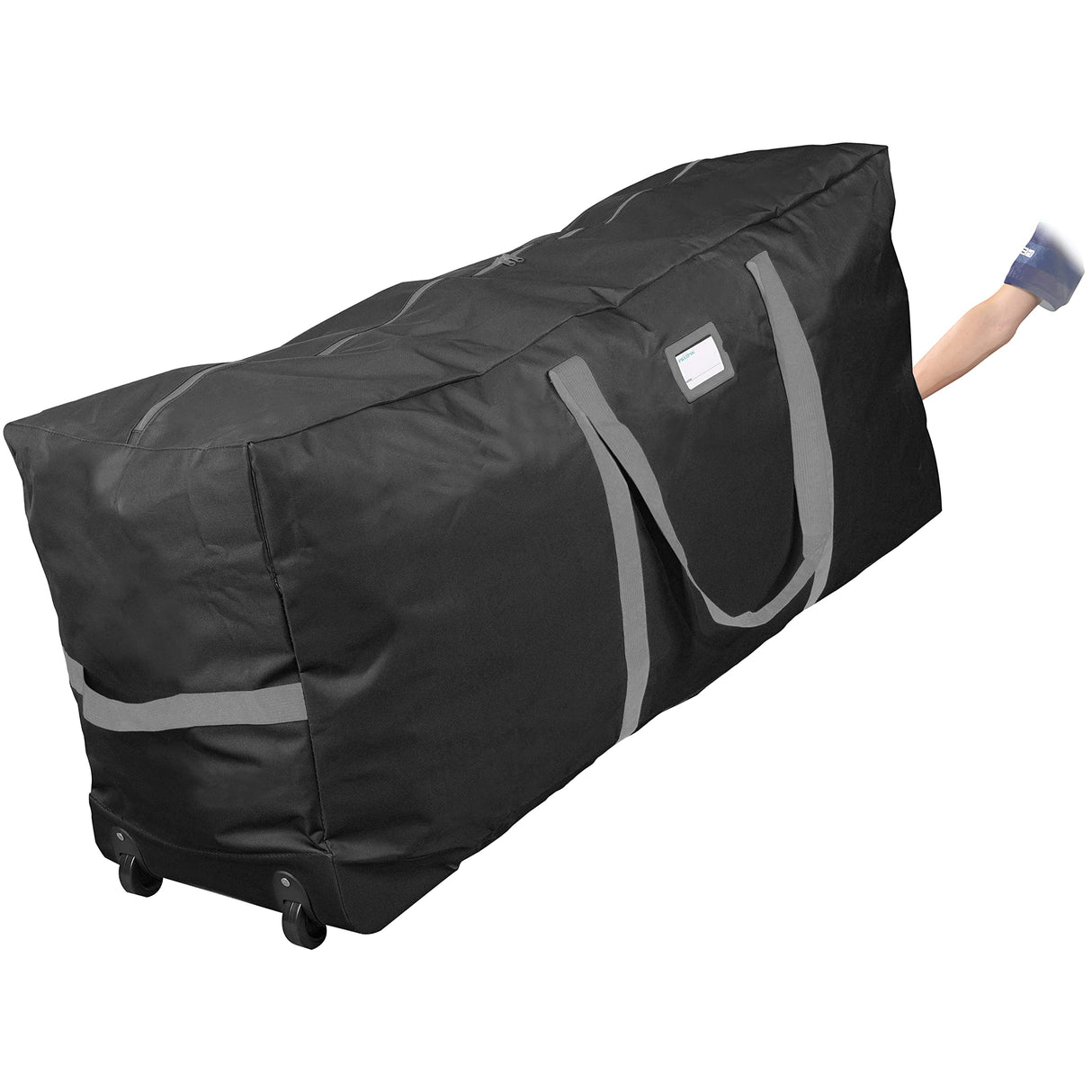 ProPik Rolling Christmas Tree Storage Bag, Fits Up to 7.5 Ft. Tall Disassembled Holiday Tree, 22" x 16" x 50", Large Heavy Duty Xmas Storage Container with 2 Wheels & Handles, 600D Oxford (Black) ProPik