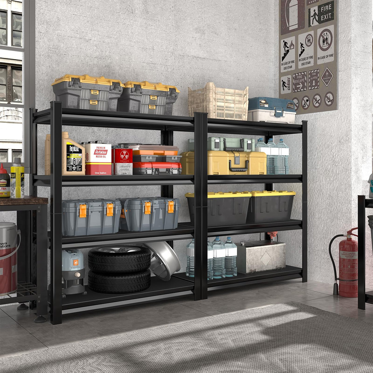 Rufokisa 40in Wide Garage Shelving Heavy Duty,2000lbs Large Loads Adjustable Garage Storage Shelves,All Metal Storage Racks and Utility Rack Shelves, 40”W x 16”D x 72”H (Black) Rufokisa