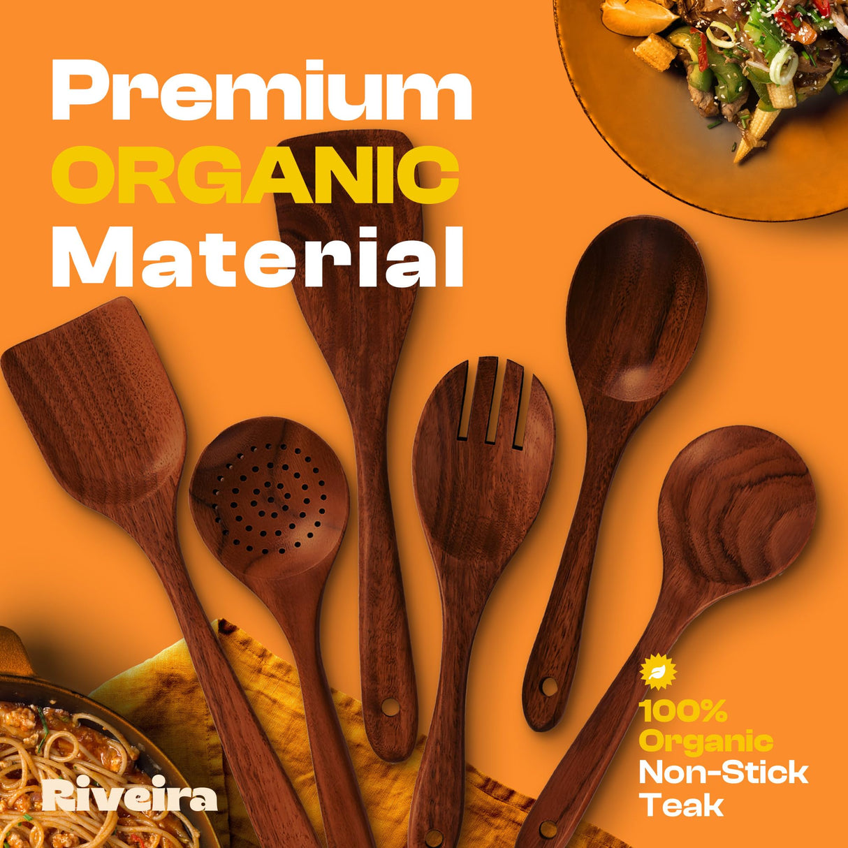 Riveira's 6-Piece Dark Brown Wooden Spoons for Cooking - Elegant Kitchen Essentials/Kitchen Utensils Set for Every Culinary Need Spatula Riveira