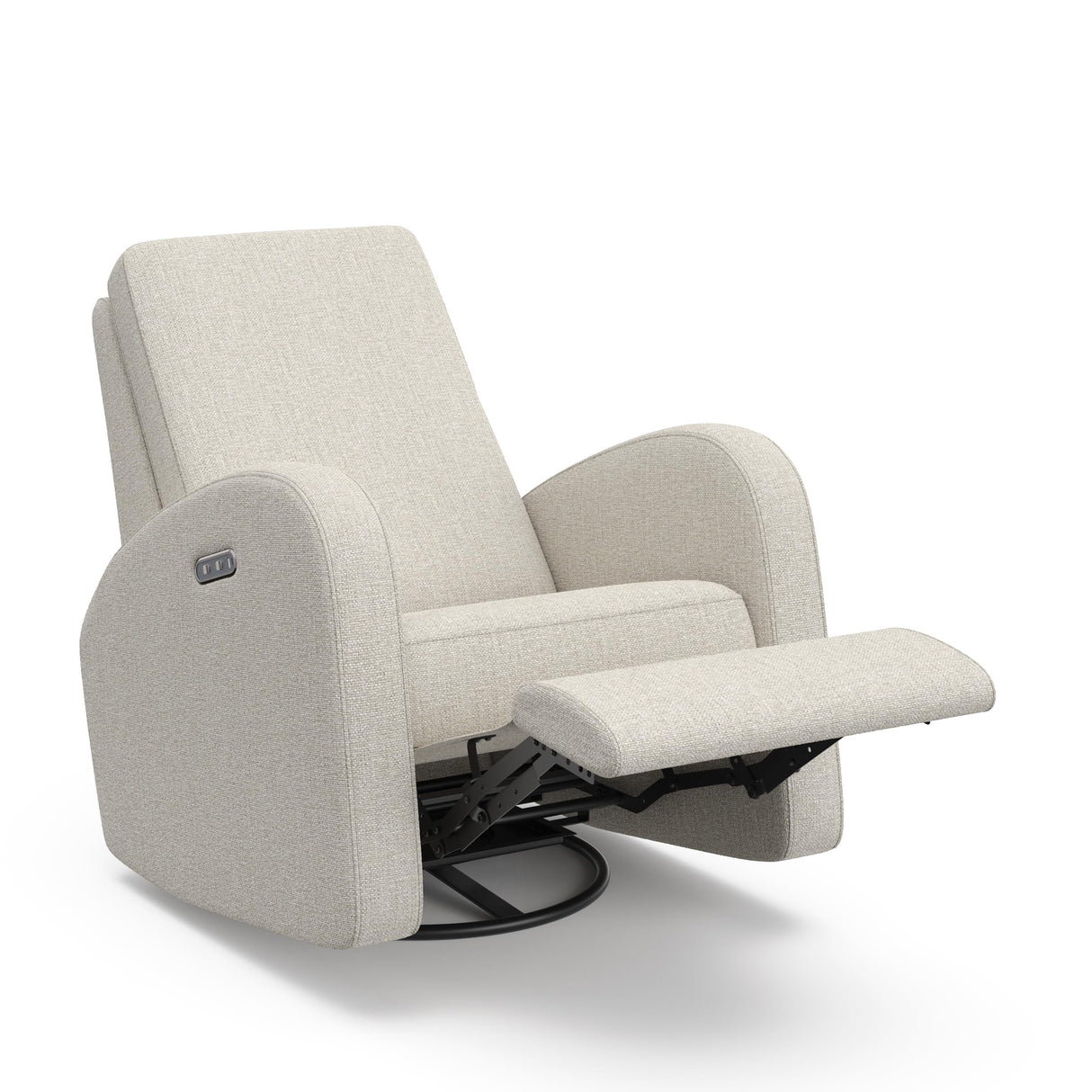 Storkcraft Santa Monica Power Recliner Swivel Glider (Dune Basketweave) – Effortless Electronic Power Recline, USB-A & USB-C Charger STORKCRAFT