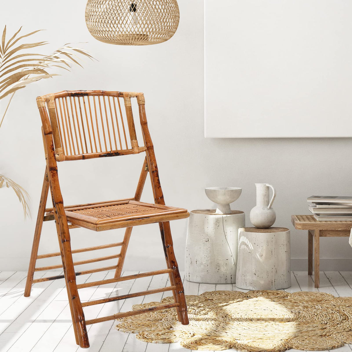 VINGLI Bamboo Folding Chair Set of 2, Foldable Dining Chair for Outdoor & Indoor, Patio, Porch, Wedding, Party, Event VINGLI