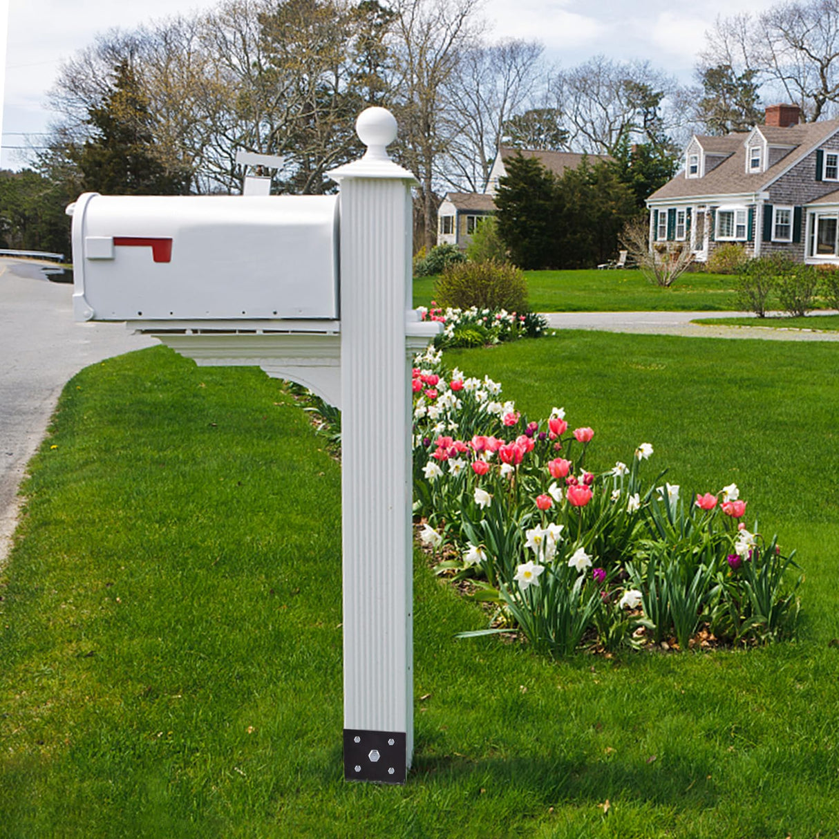 TPSHKE 8 Pack U Shape Post Anchor, 4"x 4" Post Base for Concrete, Design Patent Product, 11 Gauge 3 mm Thickness Galvanized Black Pergola Deck Bracket with Screws(Inner Dia 3.6x3.6) TPSHKE