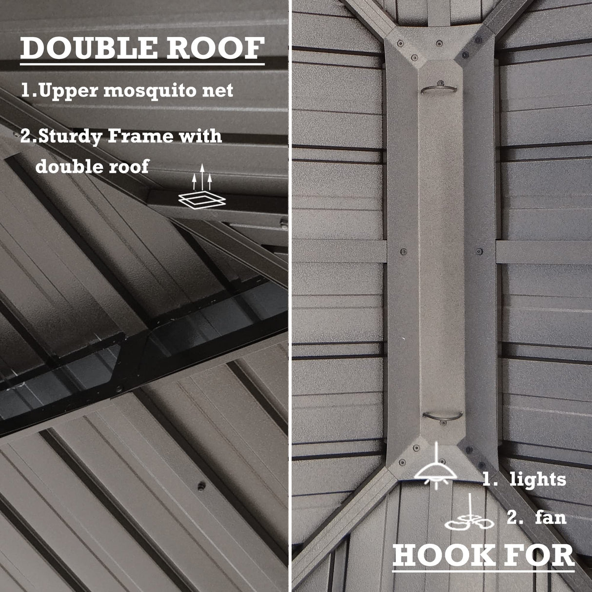 Kozyard Alexander Hardtop Aluminum Permanent Gazebo with a Mosquito Net and Privacy Sidewalls (Alexander 12'x14' (Brown) Kozyard