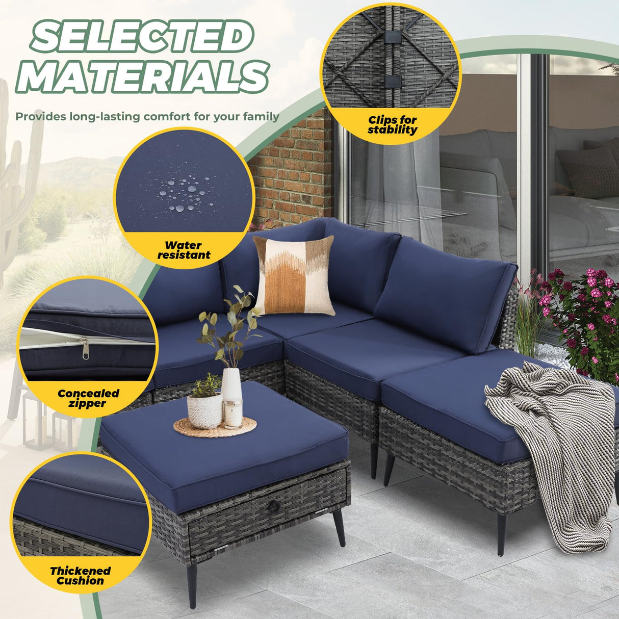 LVUYOYO 8 Pieces Outdoor Patio Furniture Set, Wicker Sectional Sofa Set for All-Weather, Rattan Conversation Sets with Cushions and Storage for Deck, Backyard, Porch (Grey) LVUYOYO