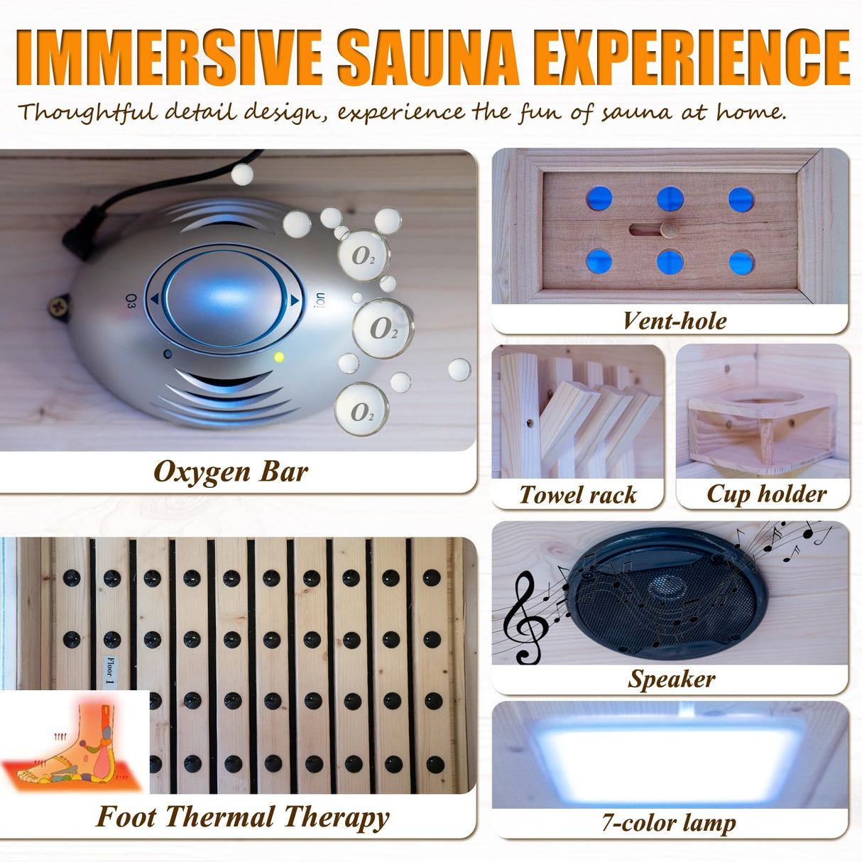 Far Infrared Sauna Room, Spruce Wood 1 Person Side-Opening Indoor Sauna 5 Heating Panels 1050W Infrared Therapy for Personal Wooden Dry Sauna Home Spa Room Homsido