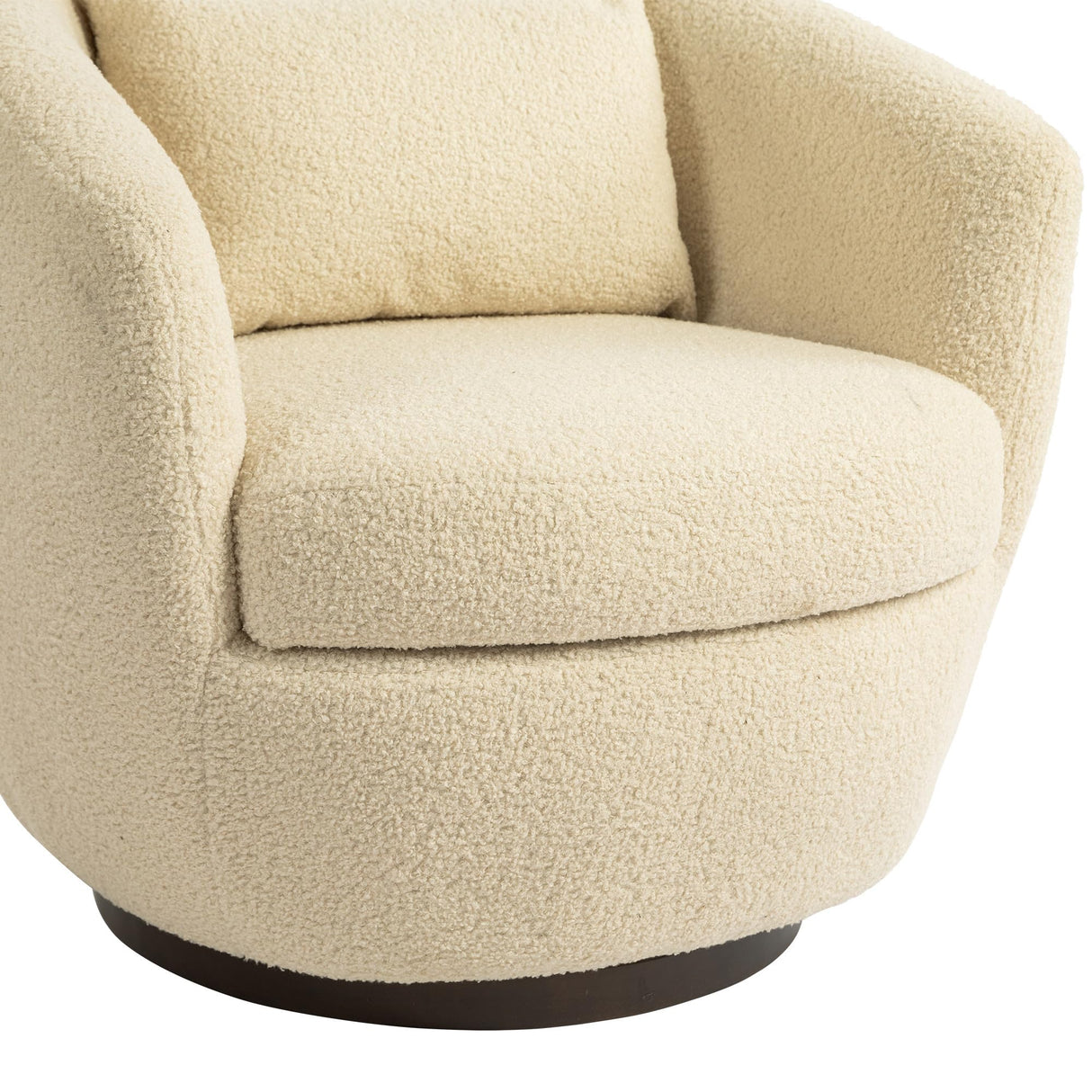 360° Swivel Barrel Armchair with Storage Modern Swivel Accent Chair Boucle Leather Round Storage Sofa Club Upholstered Barrel Arm Chair with Back Pillow for Liveing Room (Beige) Generic