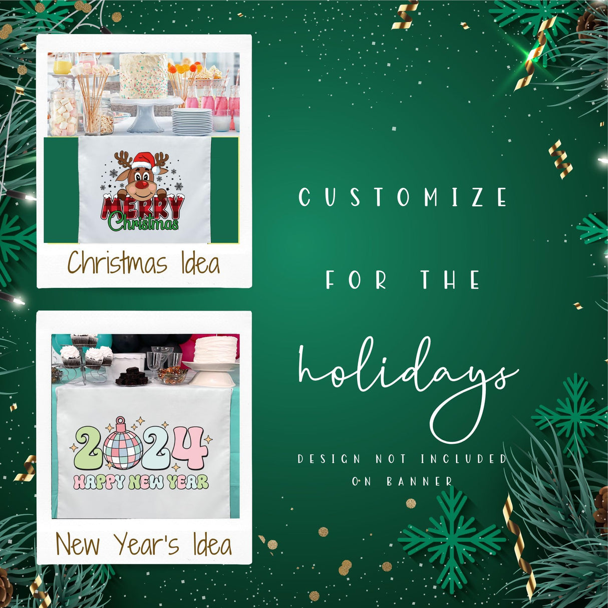 GET SNAPPIN White Table Banner, Table Runner, Sublimation Blanks, 100% Polyester Blank for Sublimation Printer, Decorations for Birthday Wedding Baby Shower Gender Reveal Tablecloth, 2ft x 7.5ft, 1pc Get Snappin