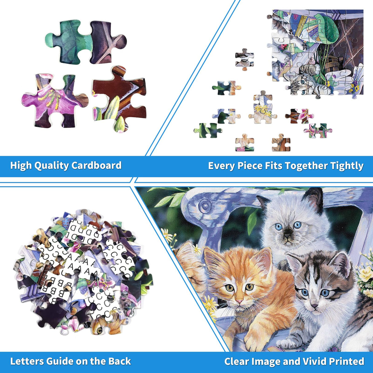 100 Piece Puzzles for Kids Cat Puzzles 100 Piece Puzzles for Adults, Cute Kitten Group Puzzles 100 Pieces for Adults, 100 Piece Seniors Puzzles Kids Puzzles Perfect Gardening Buddies 100 Piece Puzzle CHengQiSM