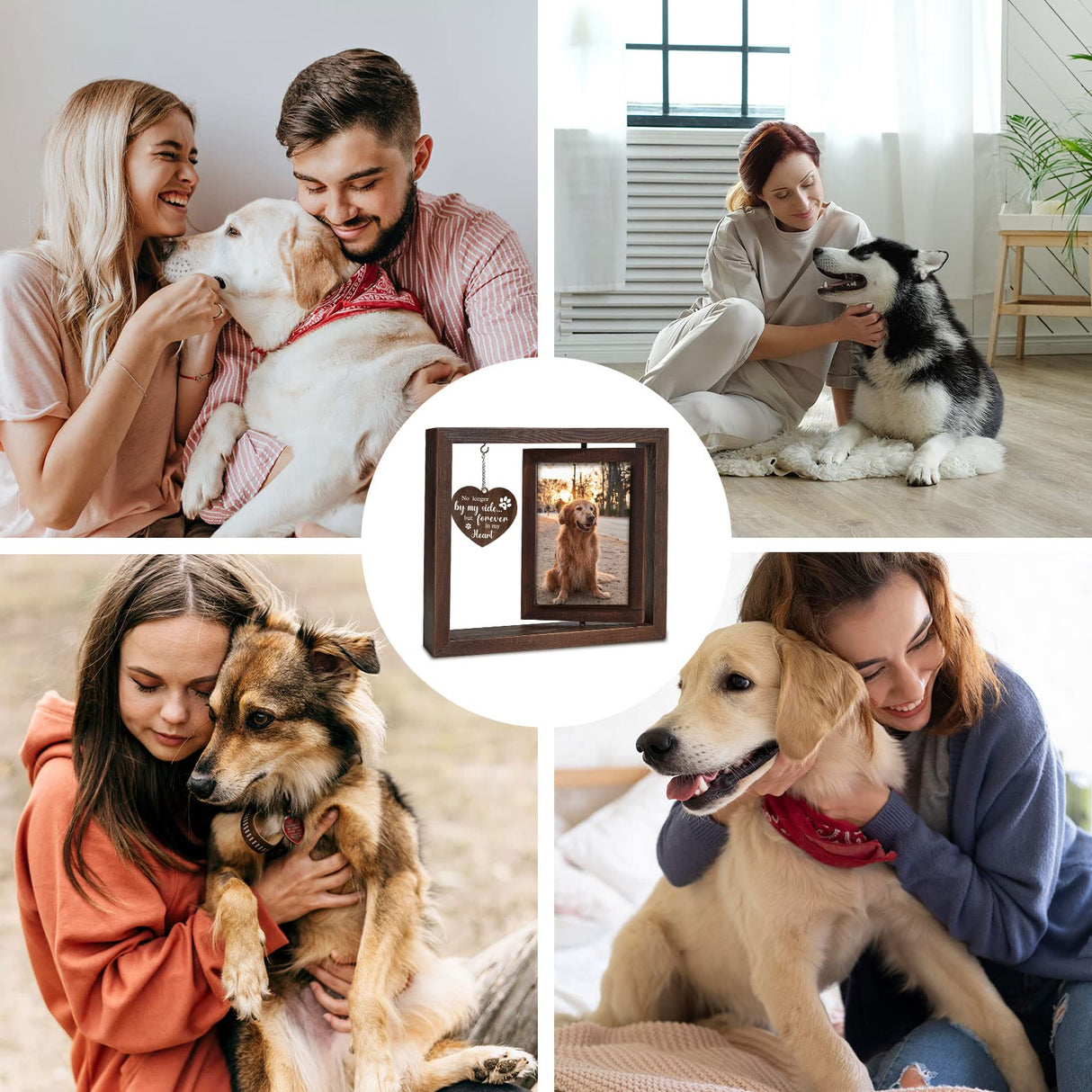 Jigfoxy Dog Memorial Gifts for Loss of Dog - Rotating Wooden Picture Frame for 4x6 Photo - Loss of Dog Sympathy Gift - Cat Pet Bereavement Remembrance Picture Frame Jigfoxy