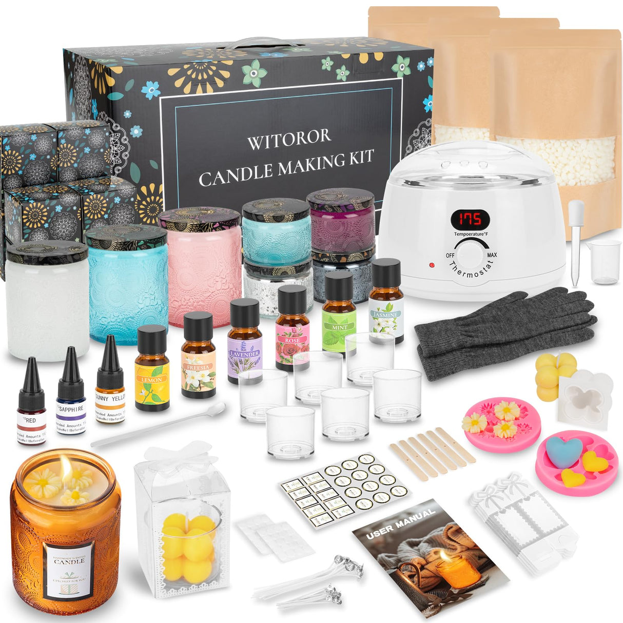 WITOROR Candle Making Kit, Scented Candles Making Kit Supplies with Digital Soy Wax Melt Warmer Candle Making Complete Kit for Adults Beginners DIY Starters WITOROR