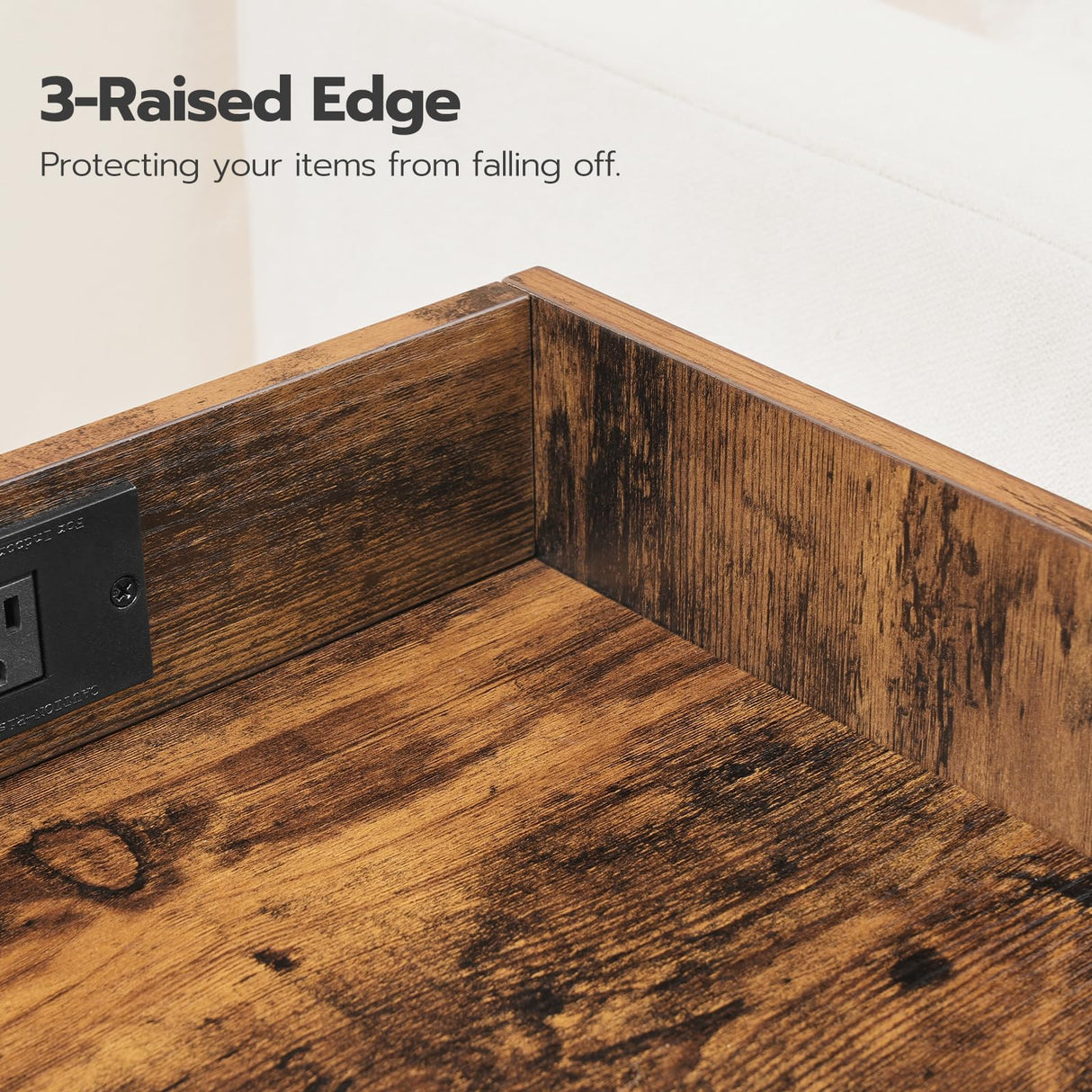 HOOBRO Nightstand with Charging Station, End Table with Drawer and Opening Shelf, Bedside Table with USB Ports and Outlets, Small Night Stand for Bedroom, Simple Style, Rustic Brown FG18UBZ01 HOOBRO