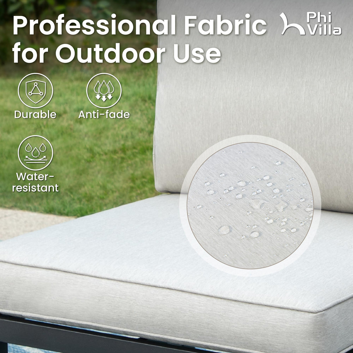 PHI VILLA 9 Pieces Outdoor Patio Furniture Set,Metal Frame Modern Outdoor Sectional Sofa Set,10 Seats Patio Conversation Sets with Coffee Table&Thickened Cushion,for Poolside and Backyard,Light Grey PHI VILLA