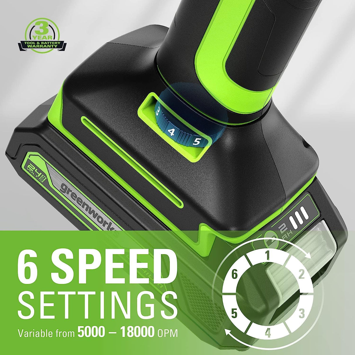 Greenworks 24V 8pcs Combo Kit,(2) Batteries & (2) Chargers. 800in/lb Drill, Impact Driver,Wrench, Multi-tool, Reciprocating Saw, Circular saw, Angle Grinder and Flashlight Greenworks