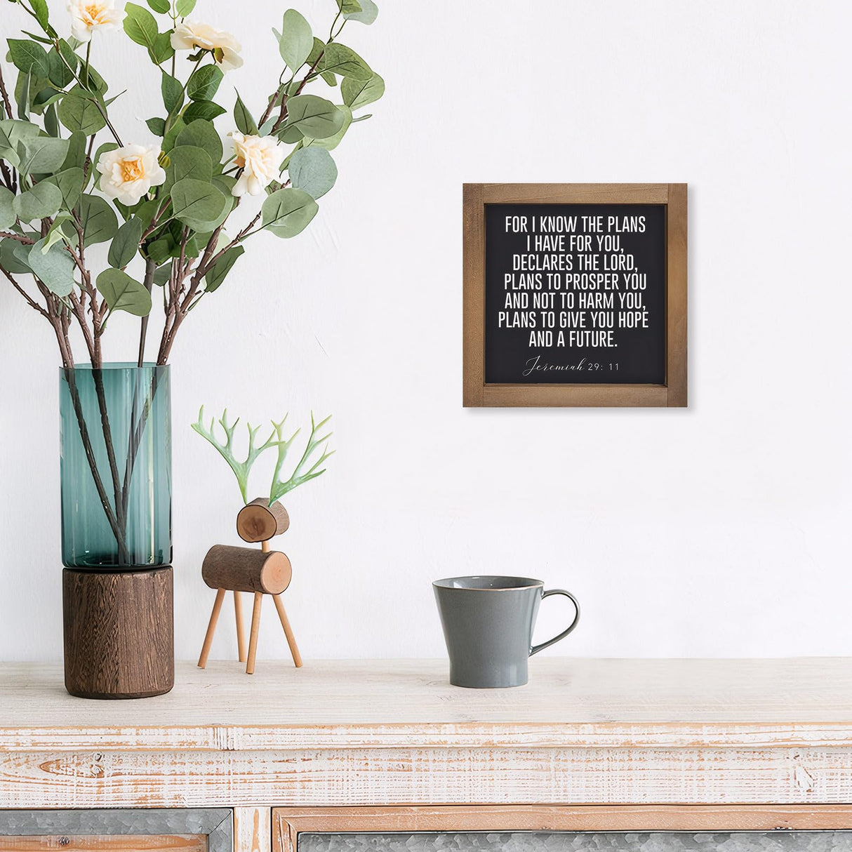 pechpell For I Know The Plans I Have For You Sign, 6 Inch Jeremiah 29 11 Wall Art, Bible Verse Decor Desk Table Tiered Tray Shelf Entryway Office Bathroom Rustic Farmhouse Home Decorations pechpell