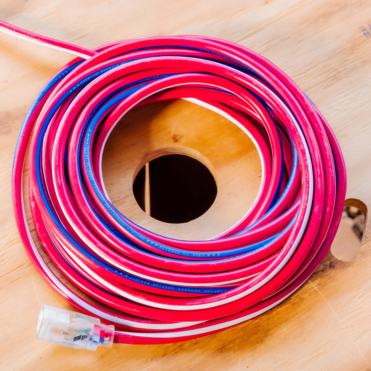 Southwire Heavy Duty Extension Cord, 50Ft, 12 Gauge, 3 Conductor, Outdoor Cord, Lighted End, SJTW, Red/White/Blue, 2548SWUSA1 Southwire