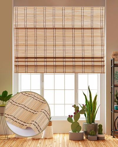 FoundGo 60" W x 72" H Cordless Bamboo Roller Blinds Sun Shade,Retro Light Filtering Roller Bamboo Curtains Bamboo Roll Up Window Bamboo Roller Curtain Shades for Windows,Doorways