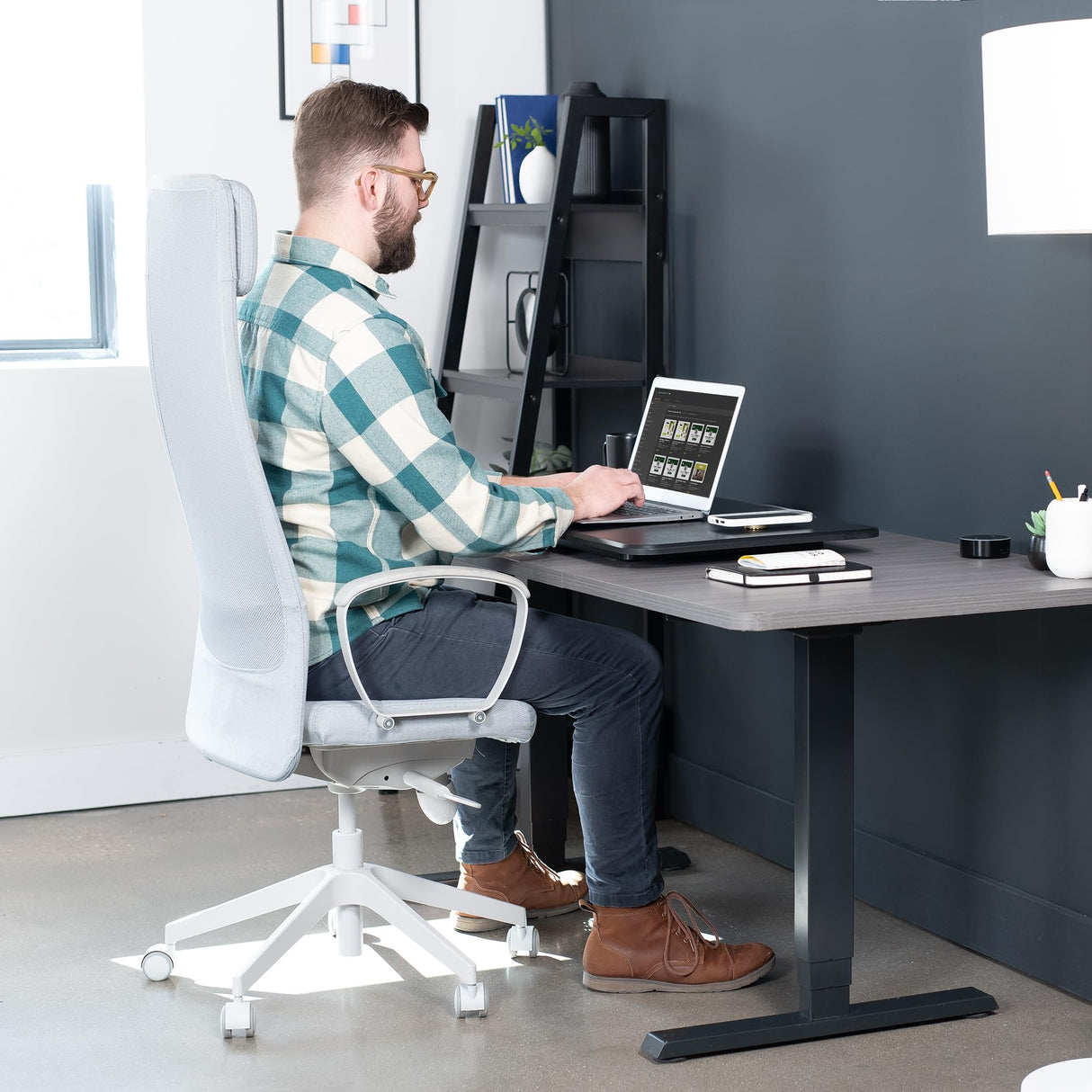 VIVO Ultra-Slim 32 Inch Single Top Height Adjustable Standing Desk Riser, Compact Sit Stand Desktop Converter for Monitor or Laptop, Black, DESK-V032J VIVO