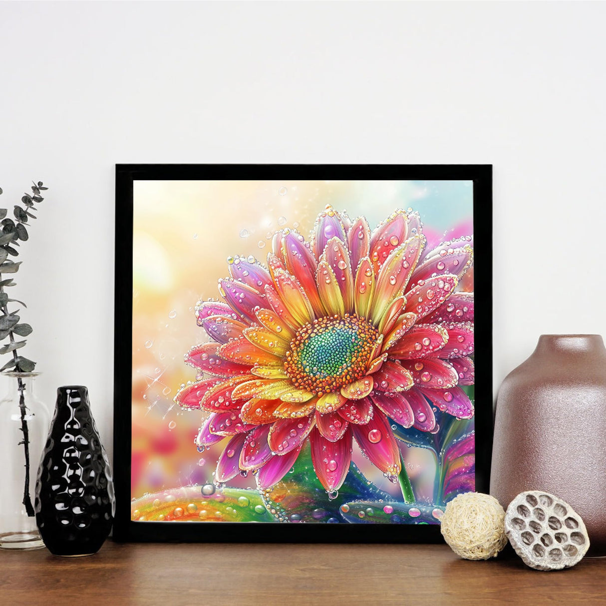 Eiflow DIY Diamond Art Kit for Adults Daisy Flower, 5D Diamonds Painting Kit Craft Gem Art Colorful Flower Full Round Drill(13.8x13.8inch/35x35cm) Eiflow