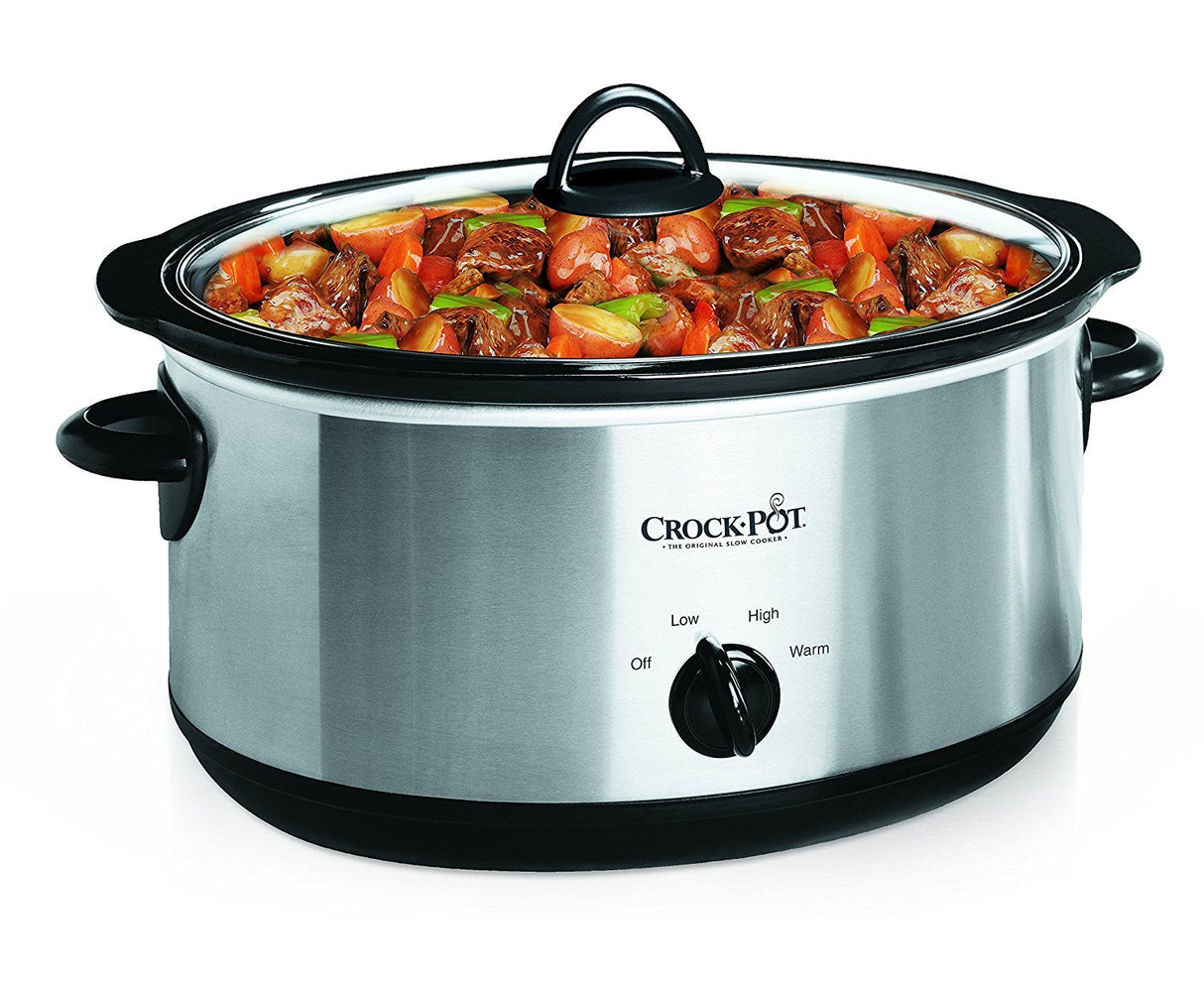 Crock-Pot 7 Quart Oval Manual Slow Cooker, Stainless Steel (SCV700-S-BR), Versatile Cookware for Large Families or Entertaining Crock-Pot