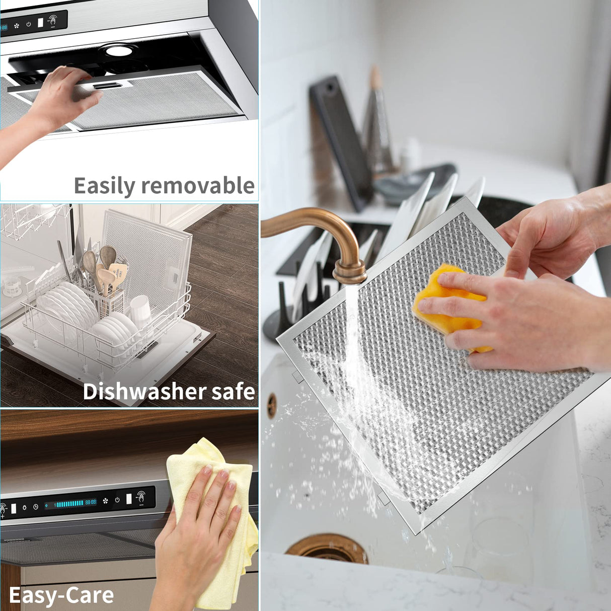 30 Inch Under Cabinet Range Hood with 900-CFM, 4 Speed Gesture Sensing&Touch Control Panel, Stainless Steel Kitchen Vent HisoHu