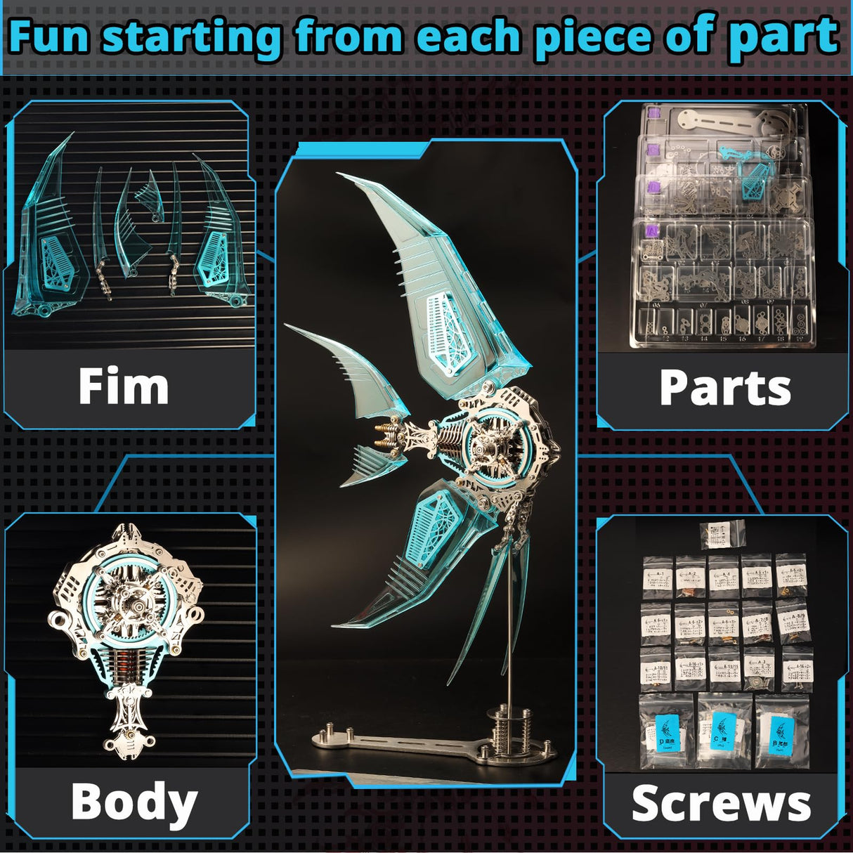 YUEZUDPO 3D Metal Puzzles for Adults, Metal 3D Puzzle DIY Colorful 3D Metal Puzzle 529 Pieces Mechanical Building Kit,3D Metal Model Kits to Build for Birthday Christmas YUEZUDPO