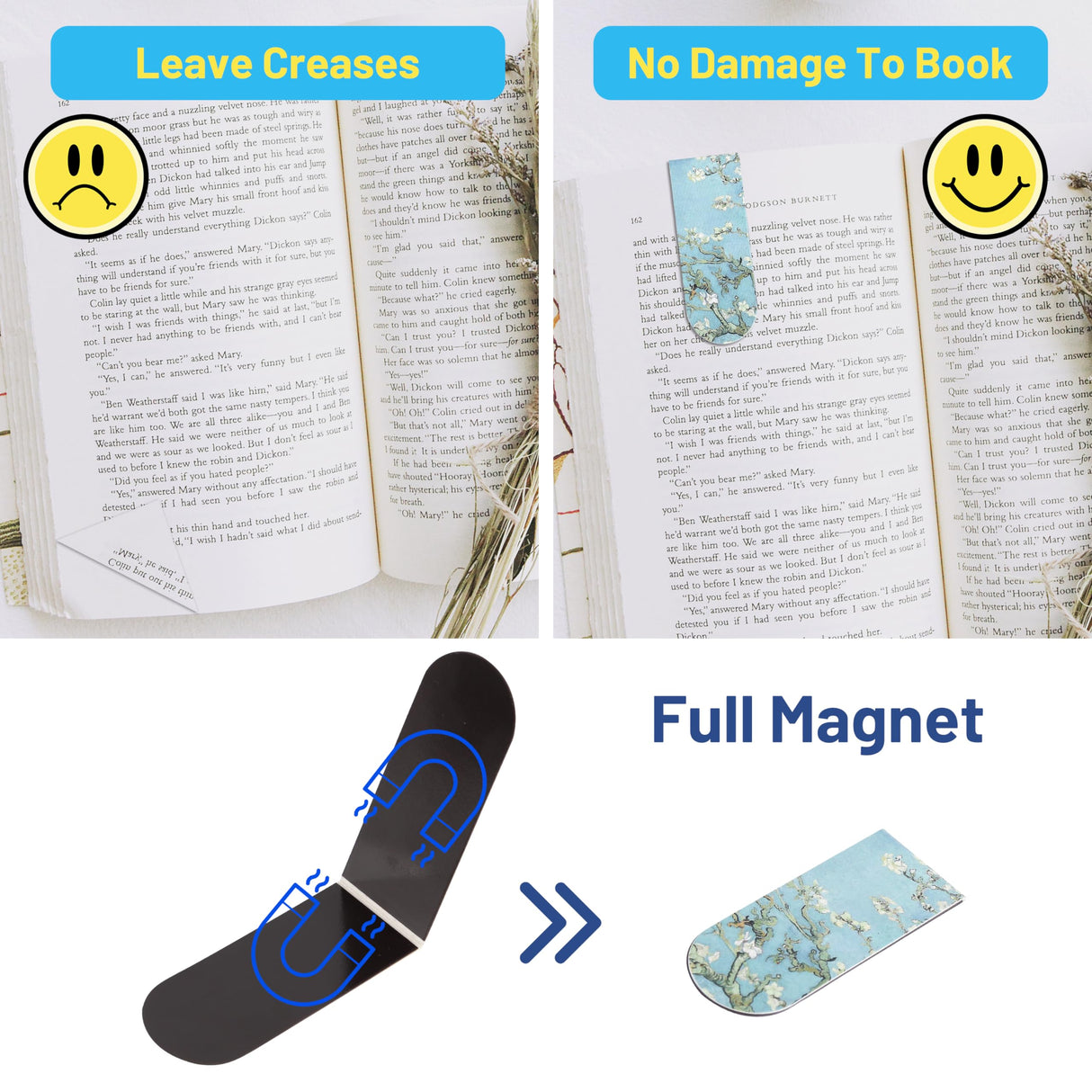 Chambom 16 PCS Magnetic Bookmarks - Bookmarks for Book Lovers, Bulk Bookmarks, Oil Painting Magnetic Bookmarks for Women, Men, Kids, Students Chambom