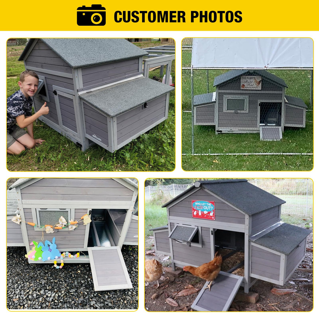 Aivituvin Chicken Coop Duck House with Dual Nesting Boxes for 4-6 Chickens Compatible with Automatic Chicken Coop Door and Extra Run 67.3" L x 36.8" W x 40.6" H Aivituvin