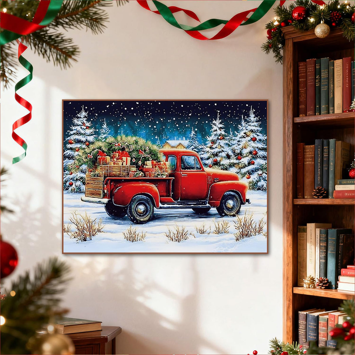 Christmas Truck Diamond Art Kits for Adults - Christmas Truck DIY 5D Diamond Painting Kit for Adults Home Decor Crafts - 12x16Inch HITO