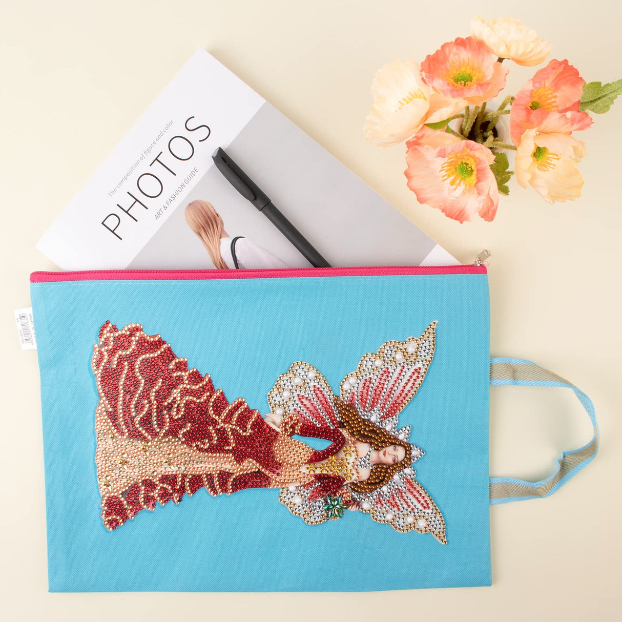 antor Diamond Painting Kits for Adult Stationery Bag Handbag with Chain 5D DIY Rhinestone Arts Craft Makeup Bag Canvas Tote Bag Diamond Art for Office Home Butterfly Fairy Pattern antor