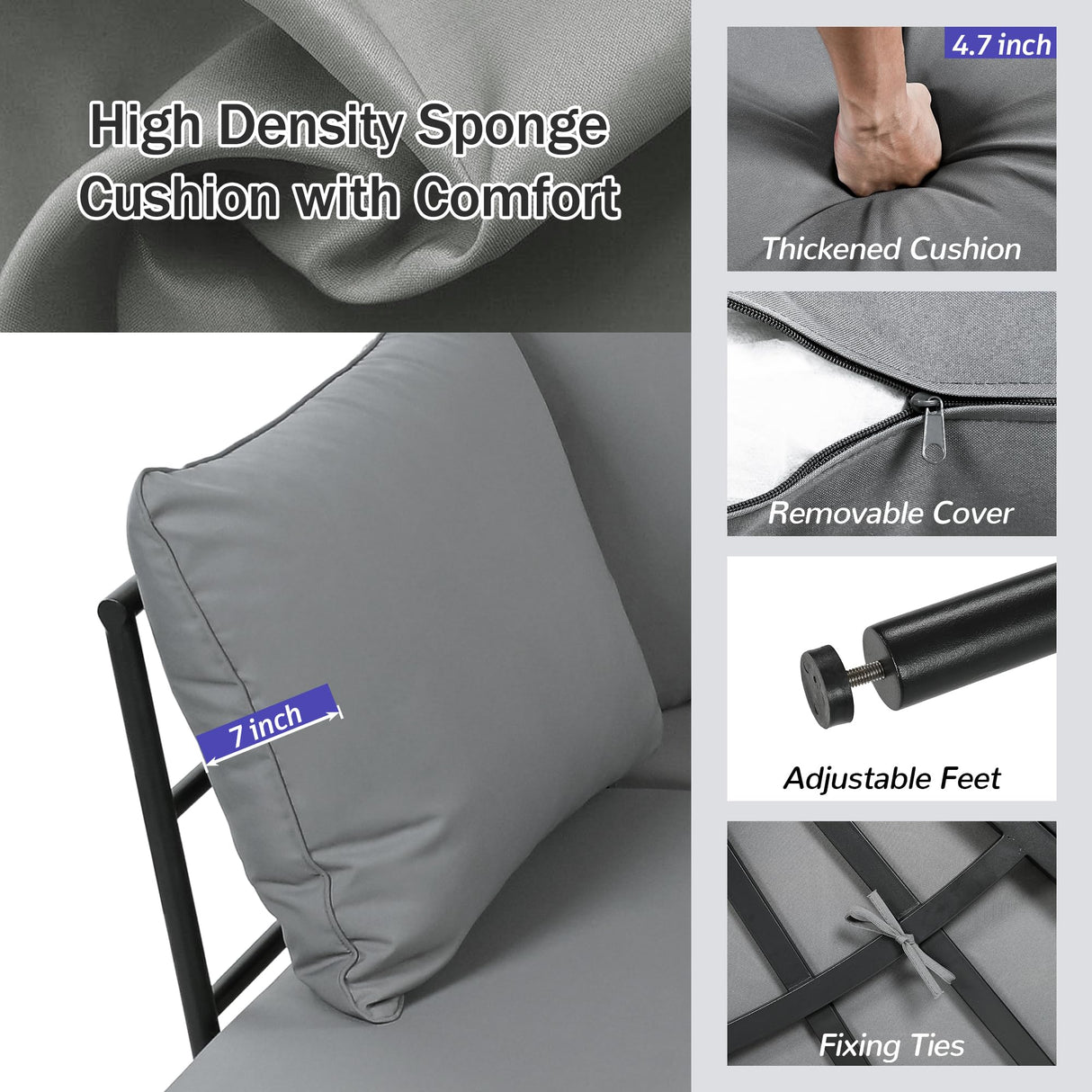 Merax 5 Piece Patio Outdoor Furniture Set for 6 People, All Weather L-Shaped Sectional Sofa with Iron Frame & Waterproof Coushions, 1 Round Coffee Table for Garden, Lawn, Backyard, Poolside, Gray Merax