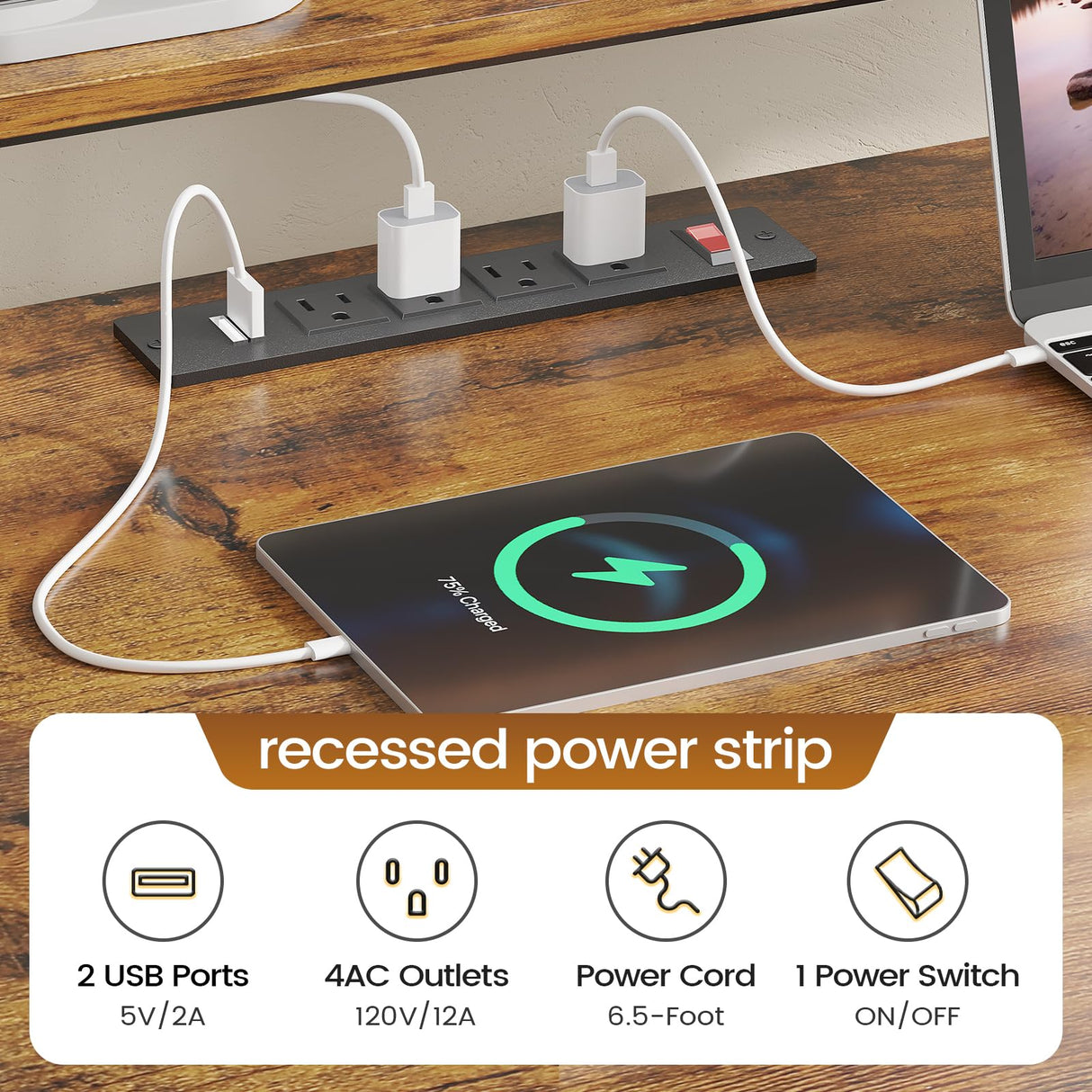 SEDETA L Shaped Desk, 66" Home Office Desk with File Drawer & Power Outlet, Gaming Desk with Led Lights, Corner Computer Desk with Monitor Shelf, Printer Storage Shelves, Two Person Desk, Rustic Brown SEDETA