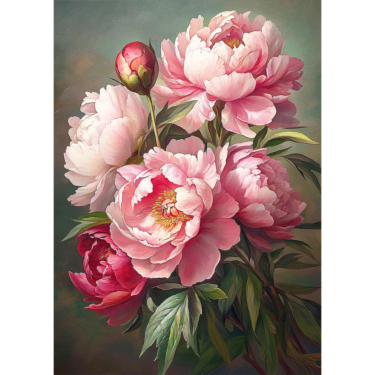MEIYUDA Flowers Diamond Painting Kits for Adults, 5D Peony Diamond Art Kits for Adult Beginners, Flowers DIY Full Diamond Art Painting Kit for Home Wall Decor Gift 12x16inch MEIYUDA