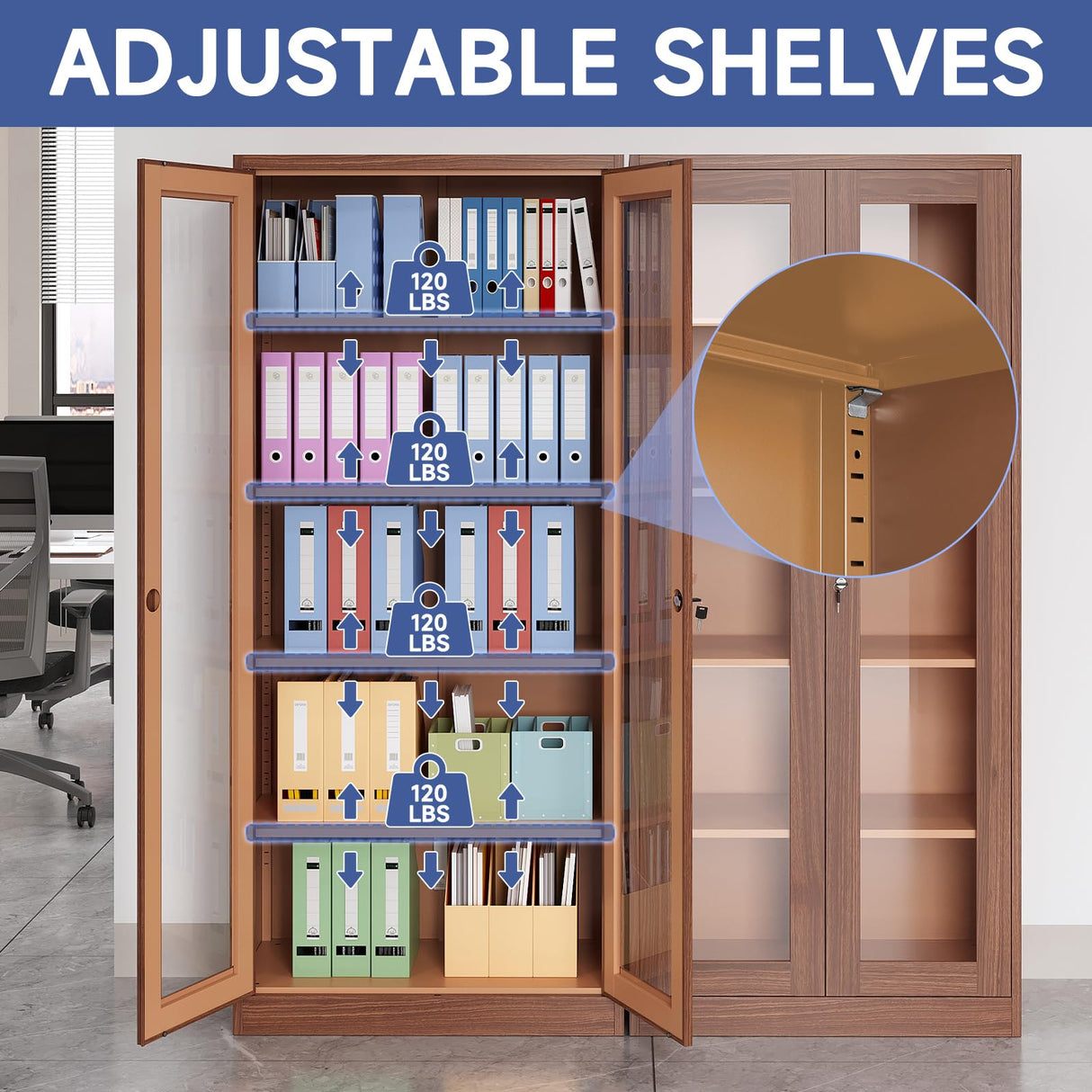 Anxxsu Display Cabinet with Glass Doors, Display Case Cabinet for Collectibles, Curio Display Cabinet with 4 Adjustable Shelves, 71" Glass Display Cabinet for Home Living Room (Wood Color) Anxxsu