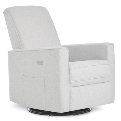 Evolur Harlow Upholstered Power Glider Recliner with USB Charging – Rocking & 360° Swivel with Smooth Glide – Greenguard Gold & FSC Certified – Modern Nursery and Living Room Chair in Fog